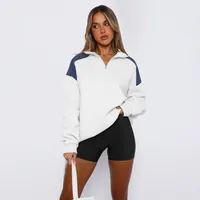 Explosions  Women's Clothing American Sweater Women's Spring Fashion Brand  Contrast Color Zipper Baseball Suit sku image 9