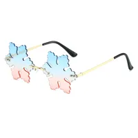 Elegant Hip-Hop Solid Color PC UV400 Protection Special-Shaped Mirror Frameless Glasses main image 4