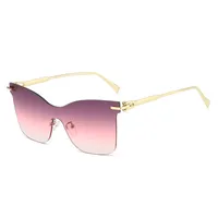 Elegant Hip-Hop Lady Solid Color PC UV400 Protection Cat Eye Frameless Glasses main image 1