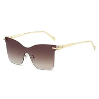 Elegant Hip-Hop Lady Solid Color PC UV400 Protection Cat Eye Frameless Glasses main image 2
