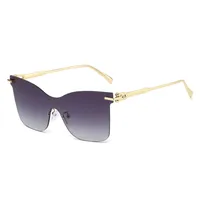 Elegant Hip-Hop Lady Solid Color PC UV400 Protection Cat Eye Frameless Glasses main image 3