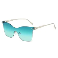 Elegant Hip-Hop Lady Solid Color PC UV400 Protection Cat Eye Frameless Glasses sku image 6