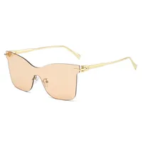 Elegant Hip-Hop Lady Solid Color PC UV400 Protection Cat Eye Frameless Glasses sku image 7