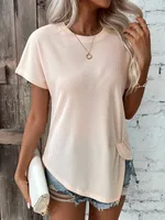 Women's T-shirt Short Sleeve T-Shirts Braid Casual Elegant Classical Solid Color main image 6