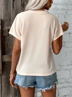 Women's T-shirt Short Sleeve T-Shirts Braid Casual Elegant Classical Solid Color main image 11