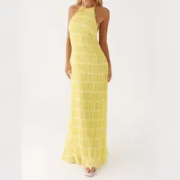 Spring And Summer Hot Women's Sexy Fashion Neck Strap Pleated Lace Vacation Style Dress main image 1