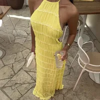 Spring And Summer Hot Women's Sexy Fashion Neck Strap Pleated Lace Vacation Style Dress main image 2