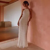 Spring And Summer Hot Women's Sexy Fashion Neck Strap Pleated Lace Vacation Style Dress main image 3