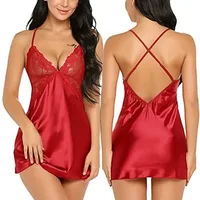 Foreign Trade Sex Underwear Sexy Imitation Ice Silk Back Cross Sling Nightdress Fun Set main image 1