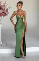 Summer New  Spice Girls  Suspenders V-neck Satin Split Sexy Backless Long Dress Dress Dress sku image 14