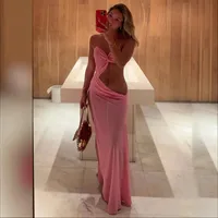 Independent Station Sling Hollow Split Dress  Women's Solid Color Sexy Slim Fit Strapless High Waist Dress 8111 main image 2