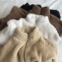 Home Bi Entry! Winter Warm Loose Plush Fleece Stand Collar Zipper Coat Woolen Sweater For Women main image 1