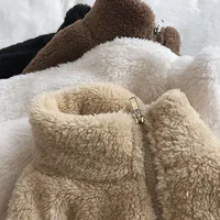 Home Bi Entry! Winter Warm Loose Plush Fleece Stand Collar Zipper Coat Woolen Sweater For Women main image 3