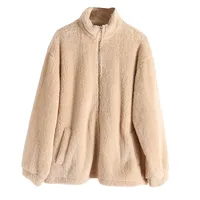 Home Bi Entry! Winter Warm Loose Plush Fleece Stand Collar Zipper Coat Woolen Sweater For Women main image 5