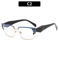 Casual Solid Color Ac Square Full Frame Glasses sku image 2