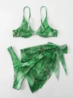 Women's Sexy Beach Marble 3 Pieces Set Swimwear sku image 2