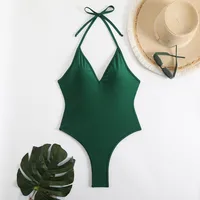 Women's Sexy Beach Solid Color 1 Piece One Piece Swimwear main image 3