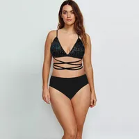 Women's Printing Snakeskin Sequins 3 Pieces Set Swimwear main image 4