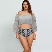 Women's Printing Snakeskin Sequins 3 Pieces Set Swimwear main image 5