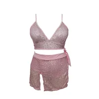 Women's Printing Snakeskin Sequins 3 Pieces Set Swimwear main image 3