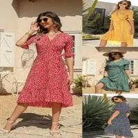 Women's Floral Dress Elegant Bohemian V Neck Short Sleeve Ditsy Floral Knee-Length Holiday Daily Beach main image 1