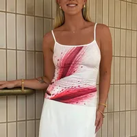 Women's Camisole Sleeveless T-Shirts Sexy Streetwear Contrast Binding Floral main image 1