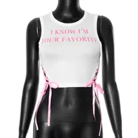 Women's T-shirt Sleeveless T-Shirts Sexy Letters/Numbers/Text sku image 2
