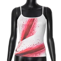Women's Camisole Sleeveless T-Shirts Sexy Streetwear Contrast Binding Floral sku image 2