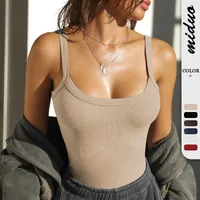 Foreign Trade New Arrival Hot Sale Sleeveless Low U-Neck Strap Versatile Beauty Back  Spring/Summer Fashion Camisole Top main image 1