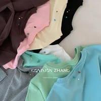 Summer CZZHANG New-style Luli-style Multi-color Niche All-match Simple Basic Short-sleeved T-shirt For Women A10099 main image 1