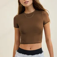 New Tight Short Y2K Base Shirt Short Sleeve Slim T-Shirt Whole Double Shoulder Top Spice Girl main image 2