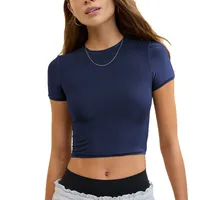 New Tight Short Y2K Base Shirt Short Sleeve Slim T-Shirt Whole Double Shoulder Top Spice Girl main image 5