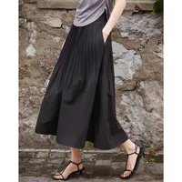 Rongtai Heavy Industry Gradient Organ Pleat Texture Wood-ear Edge Loosening Waist A- Shape Skirt Women's Spring And Summer  New sku image 4