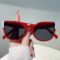 Elegant Streetwear Color Block PC UV400 Protection Cat Eye Full Frame Glasses main image 4