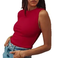 Foreign Trade  Women's  Spring And Summer New Explosions Y2K Spice Girls Solid Color Sleeveless Threaded Round Neck Vest main image 5