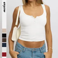 Spring And Summer  Y2K Threaded Top Women's Slim-fit Button Solid Color Inner Vest For Women main image 1