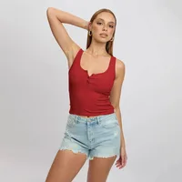 Spring And Summer  Y2K Threaded Top Women's Slim-fit Button Solid Color Inner Vest For Women main image 3