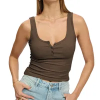 Spring And Summer  Y2K Threaded Top Women's Slim-fit Button Solid Color Inner Vest For Women main image 5