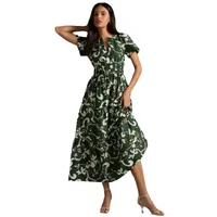 Spring And Summer New  Bohemian Style Elastic Waist V-neck Retro Digital Printing Dress main image 5