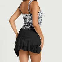 Spring And Summer  Style Y2K Hot Girls Solid Color Irregular Ribbon Hem Lace Double Skirt main image 2