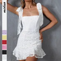 Women's French Square Collar Backless Strap Lace Pleated Slim-fit Hip Dress Women main image 1