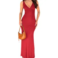 New Hot Women's  Spring And Summer Sexy Dress Slim-fit Leaky Back Long Women's Solid Color Women main image 5