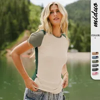 New Foreign Trade   Hot Selling  Style New Contrast Color Stitching Crewneck Casual Style Slim-fit Short-sleeved T main image 1