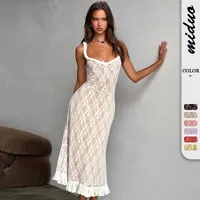 New Summer French Style Retro Sexy Lace Slip Dress Spice Girls Pure Want High Waist Slimming Sheath Long Dress For Women main image 1