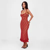 New Summer French Style Retro Sexy Lace Slip Dress Spice Girls Pure Want High Waist Slimming Sheath Long Dress For Women main image 2