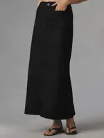 American Style Retro Straight Long Dress Autumn High-end Sense Pocket Skirt Commuter Style Solid Color Elegant Casual Workwear Skirt sku image 1