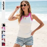 Casual Sleeveless Summer  T-shirt Contrast Color Thread Advanced Sense Vest Top Hot Selling Spice Girls Sling Women main image 1