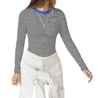 Hot Hot Early Autumn Contrast Striped Slim-fit Slim-fit Slim-fit Base Shirt Rib Long Sleeve Warm Casual Style Top main image 5