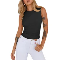 New  Sleeveless Women's Sexy Solid Color Round Neck Spice Girl Fashionable Slim-fit Vest Top main image 5