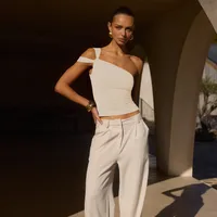 Summer New Sexy Spice Girl  Irregular Collar Fashionable Short Navel Design Sense Vest Top For Women sku image 5
